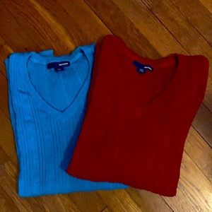 Women’s EUC V-Neck Sweaters XXL Red & Teal